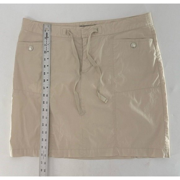 Eddie Bauer Women’s Khaki Snap Button Drawstring Cotton Nylon Skirt Sz 10 Preppy - Picture 7 of 9